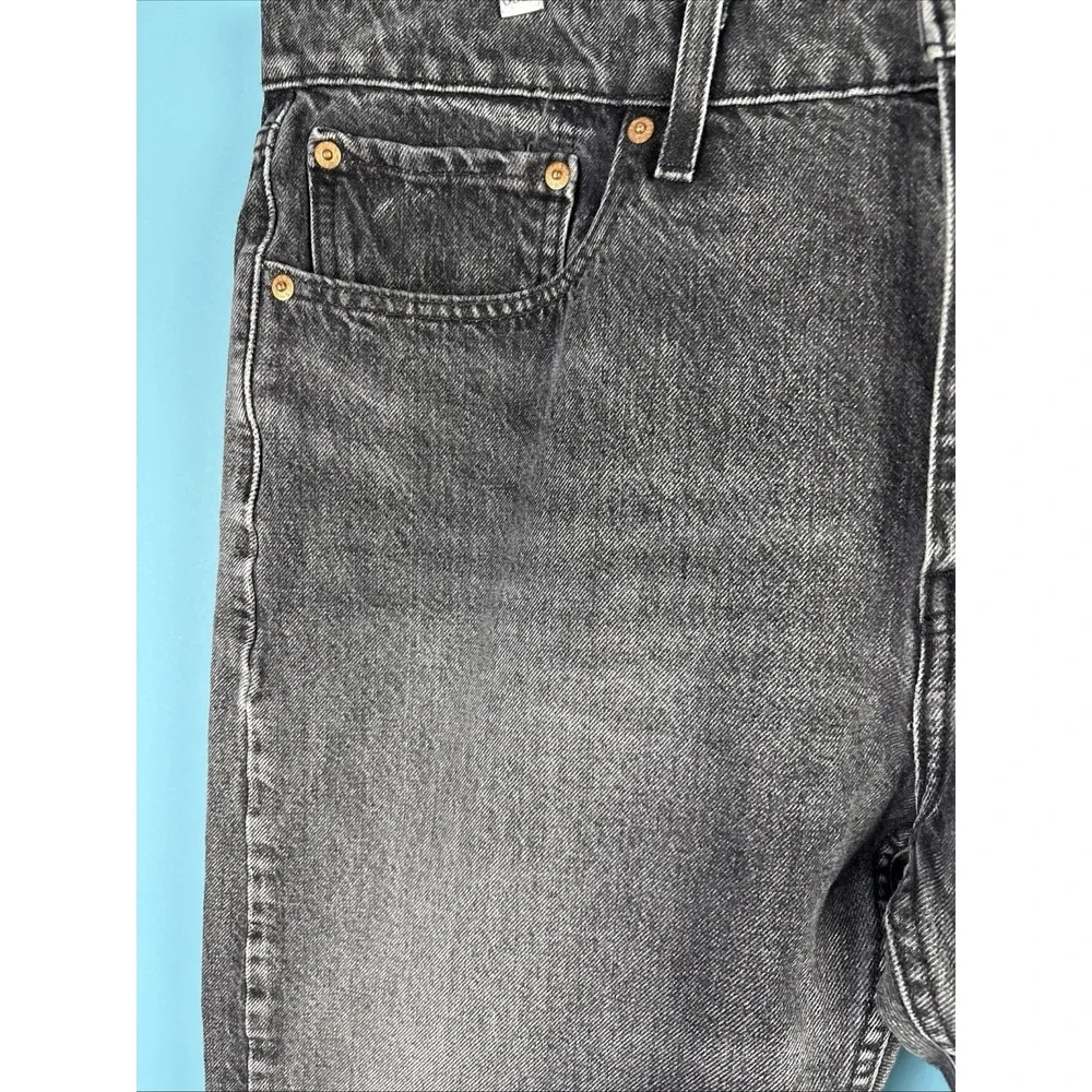 Levis 502 Jeans Mens 36x29 Black Tapered Fit Denim Fade Whiskers